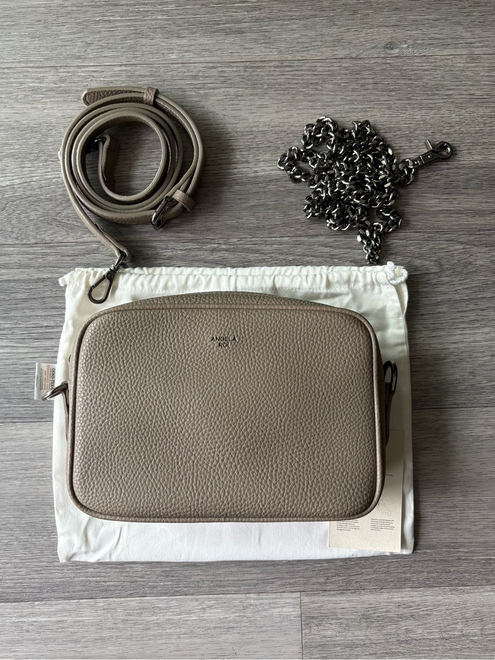 Angela Roi Grace Mini Crossbody [Signet] - Light Mud Gray Pebble Vegan Leather - Picture 8 of 11